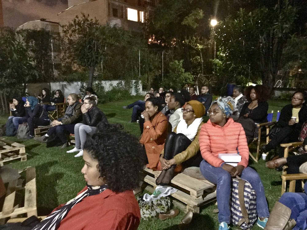 Bogota open air screening audience